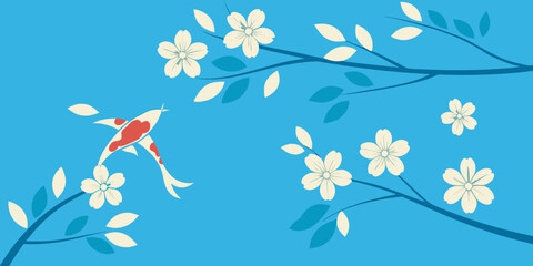 Fototapeta premium abstract floral background with butterflies