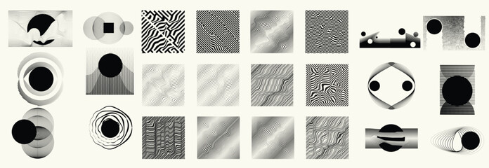 Collection of vector design elements. Set of logos with lines, stripes and circles. Various forms of line and dots design.Vector logo collection. Bundle of circle icons and elements. Set of lines art.