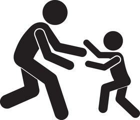 Silhouette Icon of a Family Holding Hands Together