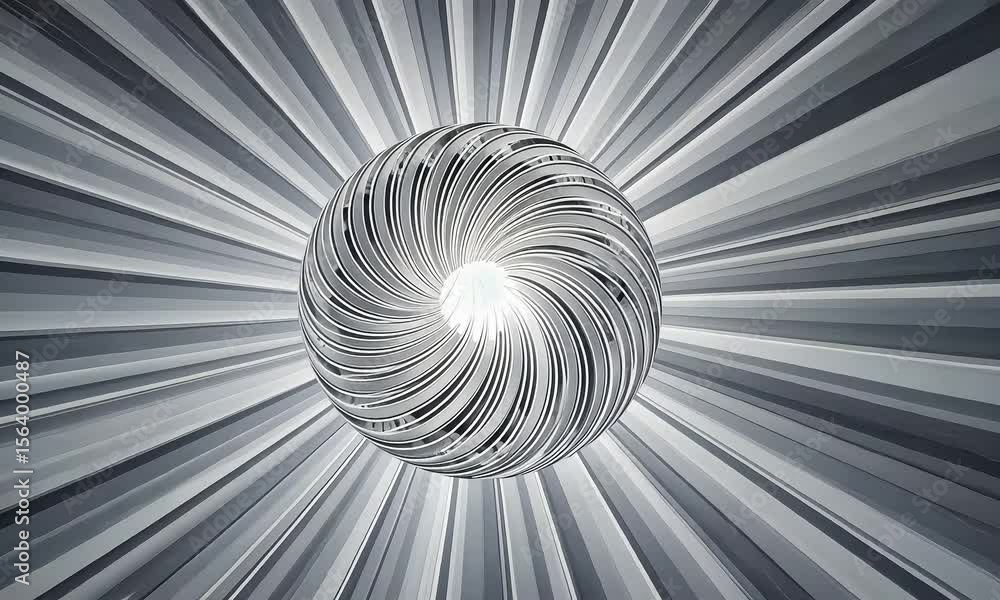 Aufkleber abstract spiral motion design with white and gray elements generating dynamic energy wave