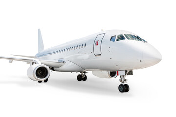 White modern passenger airliner isolated