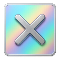 Obraz premium Close Window Button Metallic Cross Icon on Colorful Background with Glossy Finish PNG Die-Cut For Advertising