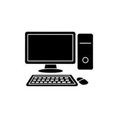 Fototapeta premium clean unique silhouette Desktop computer iconvector illustration
