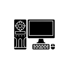  clean unique silhouette Desktop computer iconvector illustration