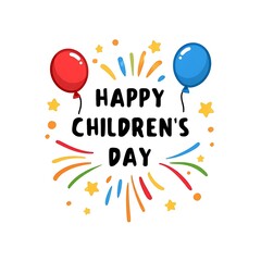 Festive happy children's day celebration illustration with balloons and stars