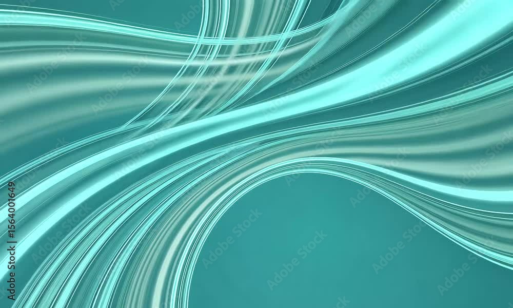 Aufkleber abstract swirling teal curves against a teal backdrop creating a fluid dynamic motion design
