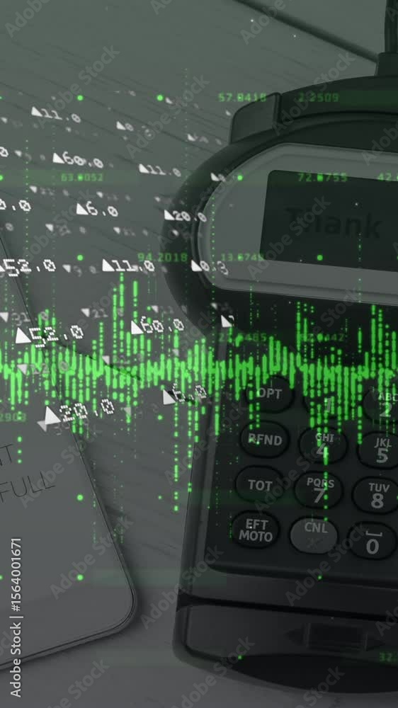 Aufkleber animation of financial data processing over payment terminal