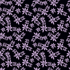 Summer floral seamless pattern. Blooming meadow plants. Artistic abstract flowers and leaves repeated print. Vector drawn botanical illustration.