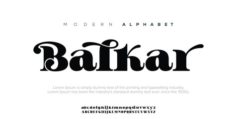 Balkra Lettering Minimalist Fashion. Elegant alphabet letters serif font and number. Typography fonts regular uppercase, lowercase.	
