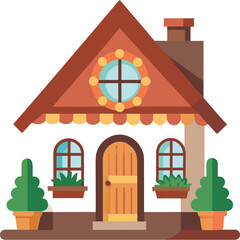 Obraz premium Cute Cottage with Garden Vector