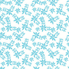 Summer floral seamless pattern. Blooming meadow plants. Artistic abstract flowers and leaves repeated print. Vector drawn botanical illustration.