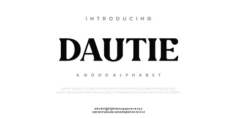 Dautie  abstract minimal modern alphabet fonts. Typography technology vector illustration	