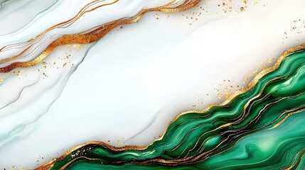 Fototapeta premium A white and green wallpaper features gold and black accents at its base