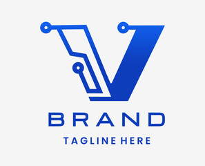 Letter V Modern Digital Technology Logo Design