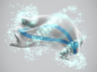 faith, vector 3d flag in whirlwind of magical radiance