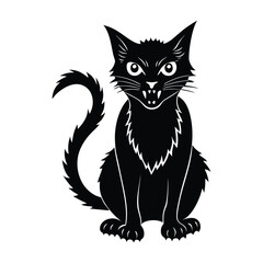 Obraz premium Scary Black Cat Silhouette Halloween Clipart Vector Graphic