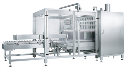 Industrial food packaging machine isolated on a white background png ai generated