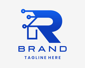 Letter R Modern Digital Technology Logo Design