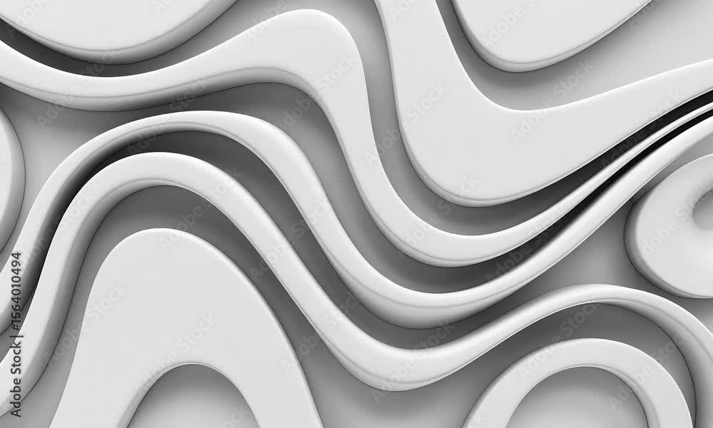 Aufkleber abstract white wavy surface design with smooth curves and geometric forms