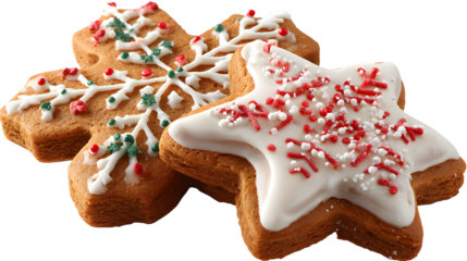 Two cookies with white icing and red sprinkles