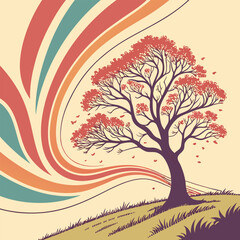 Colourful silhouettes of people dancing on a grunge background
