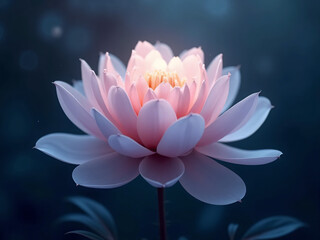 "Abstract peony-inspired gradient in night tones. Use soft indigo, faded mauve, and pale pearl. Radial petal-motion blur with faint moonlight halo."