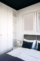 Chic hotel room with modern decor and comfy bedding for a fresh morning
