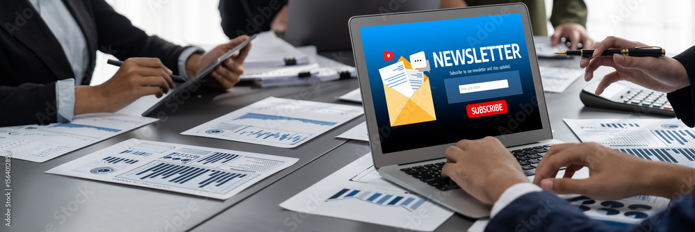 Poster newsletter signup page on computer for customer to subscribe brisk newsletter update information to 