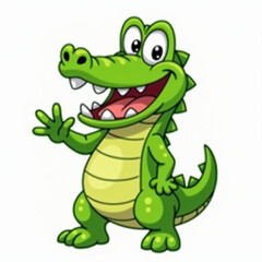 Fototapeta premium A friendly cartoon crocodile waving