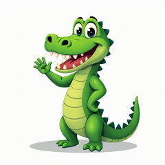 A friendly cartoon crocodile waving