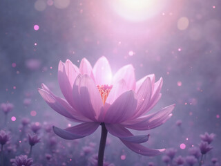 "Gradient evoking moonlight on petals. Use pastel plum, fog silver, and dark sky lavender. Vertical mist fade with dreamy radiance."