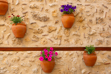 Flower pots built into the wall