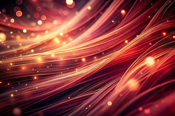 Abstract Red and Orange Waves with Glowing Lights in Motion