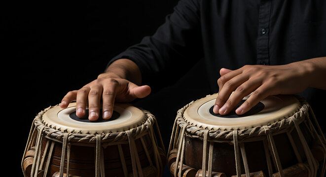 Person Playing Tabla 