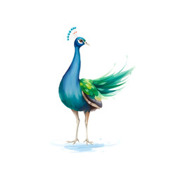 Fototapeta premium peacock water color image printing for cloth