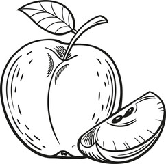 Vibrant vector illustration of a healthy red apple with green leaves, symbolizing fresh, organic fruit, perfect for diet and nature-themed designs