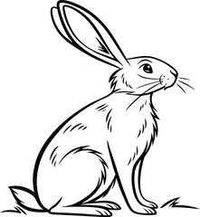 Black and white vector illustration of a cute cartoon bunny, perfect for Easter or fun animal designs