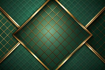 Green and Gold Geometric Grid Pattern with Elegant Design