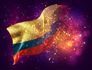 Colombia, vector 3d flag with a splash of paint dots, explosion of colored dots