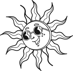 Sunlit sea cartoon with funny fish and cute beetle character design