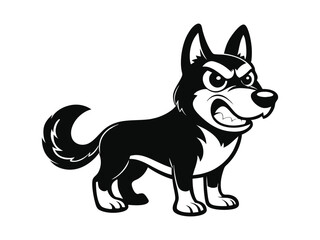 Obraz premium German Shepherd dog silhouette vector illustration, pet clipart, black and white animal shape