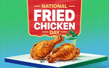 National Fried Chicken Day, Close-up of crispy fried chicken drumsticks on white paper.