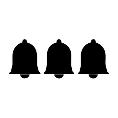 Three black notification bells vector illustration for alert reminder design icon