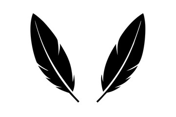 Obraz premium Two black feather illustrations for design projects and creative compositions