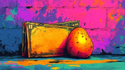 A drawing of a potato and two dollar bills