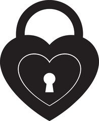 Heart Shaped Lock Icon in Black | Padlock Silhouette Illustration Vector Format