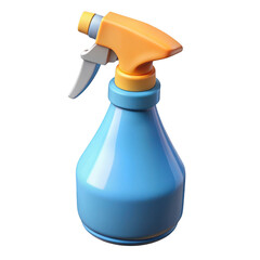 Blue and orange spray bottle with trigger isolated on transparent background