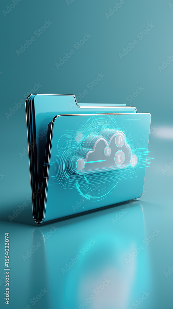 Aufkleber digital storage folder with cloud technology graphics in sleek design