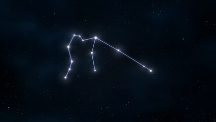 Aquarius zodiac sign. Constellation with bright stars in the night sky. Astrological symbol.