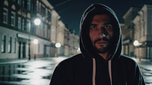 Homme myst&eacute;rieux dans une rue vide de nuit